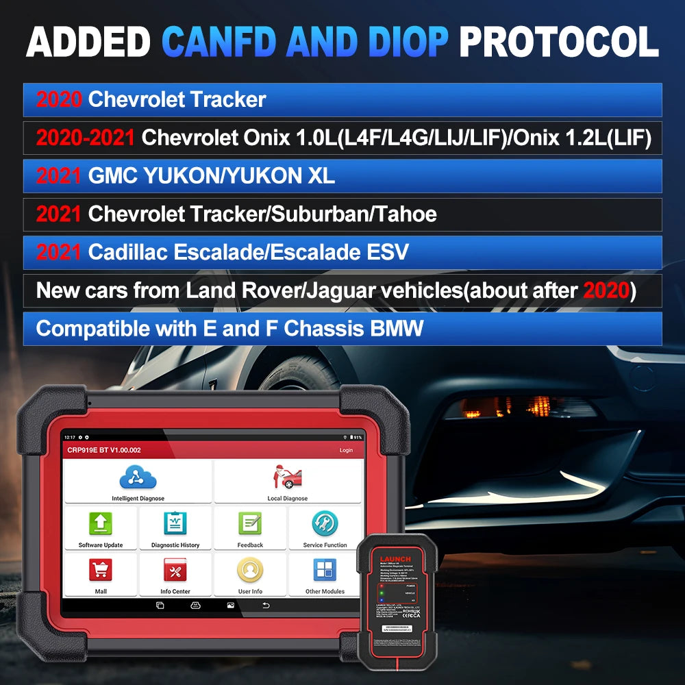 LAUNCH X431 CRP919E BT OBD2 Scanner CAN FD DOIP 31 Reset Full System ECU Coding Auto Car Bidirectional Diagnostic scan Tools