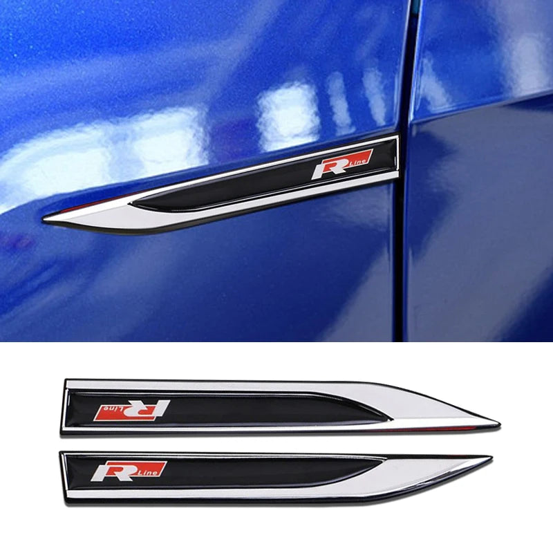 2pcs 3D Metal Rline R line Logo - Car Fender Side Wing Emblem Badge