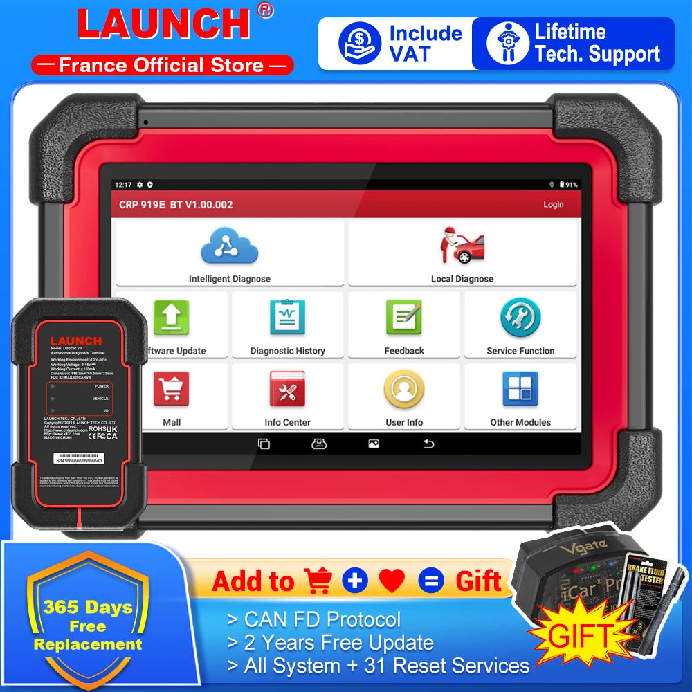 LAUNCH X431 CRP919E BT OBD2 Scanner CAN FD DOIP 31 Reset Full System ECU Coding Auto Car Bidirectional Diagnostic scan Tools