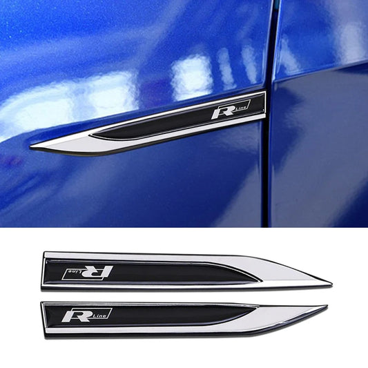 2pcs 3D Metal Rline R line Logo - Car Fender Side Wing Emblem Badge