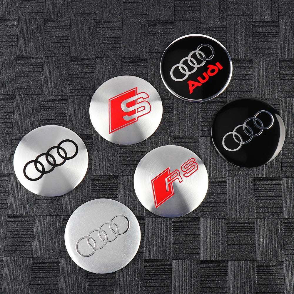 4Pcs 56/60/65mm Car Aluminum Wheel Hub Cap Emblem Stickers Accessories For Audi